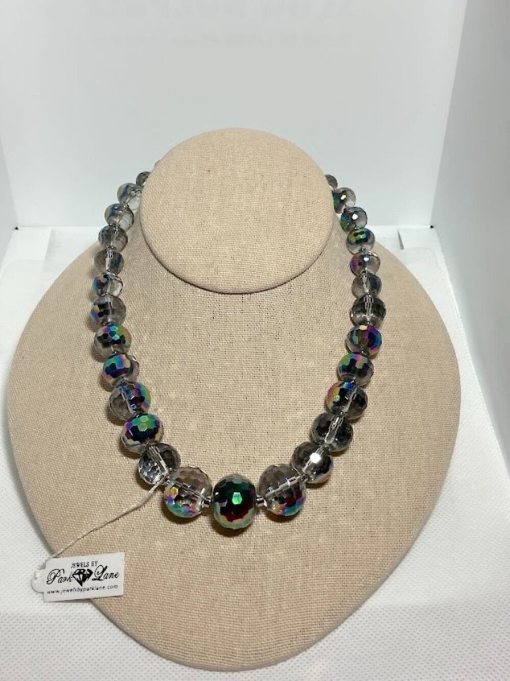 Park Lane Vintage Statement Necklace Graduated Chunky Faceted Crystal Beads AB